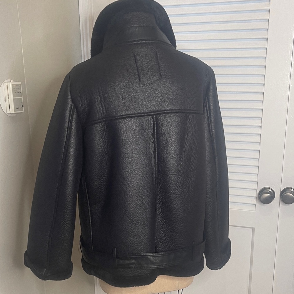 Zara Black faux Shearling Women's Jacket szXL - Picture 4 of 5